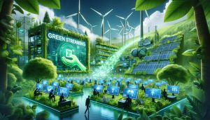 DALL·E 2024 02 27 16.47.55 A visionary depiction of Green Streaming illustrating how IPTV technologies contribute to sustainable media consumption. The image showcases a gree Custom